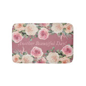 別の美しい日ピンクローズフローラ バスマット (正面)