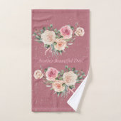 別の美しい日水色の花 バスタオルセット (ハンドタオル)