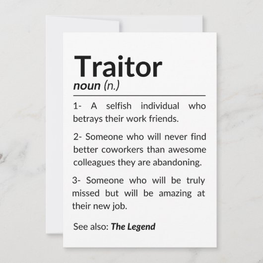 別れおもしろいの同僚の離れ仕事 サンキューカード (正面)