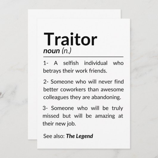 別れおもしろいの同僚の離れ仕事 サンキューカード (正面/裏面)