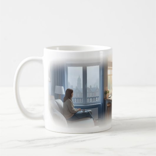 別れた後の孤独な朝のマグカップ コーヒーマグカップ (左)