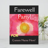 別れのパーティの招待状カードピンクのケシ 招待状 (スタンド正面)