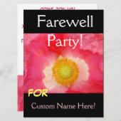 別れのパーティの招待状カードピンクのケシ 招待状 (正面/裏面)