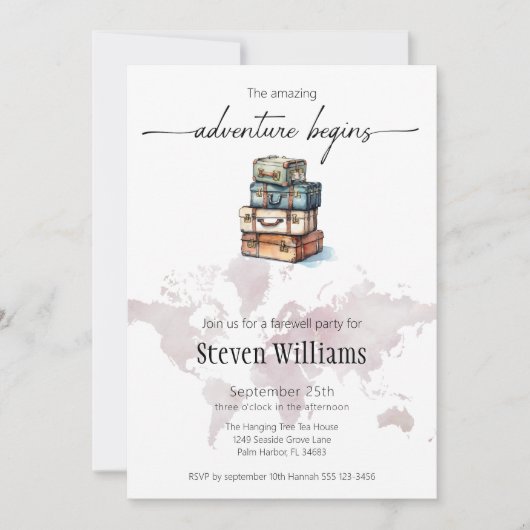 別れのパーティーの世界の旅は冒険を開始 招待状 (正面)