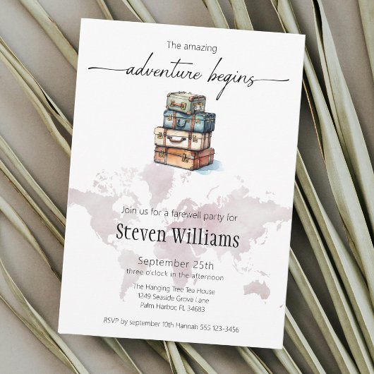 別れのパーティーの世界の旅は冒険を開始 招待状