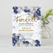 別れの別れの退職ブルーシルバー金ゴールド 招待状 (スタンド正面)