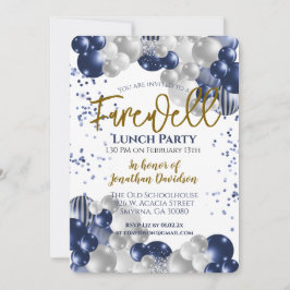 別れの別れの退職ブルーシルバー金ゴールド 招待状