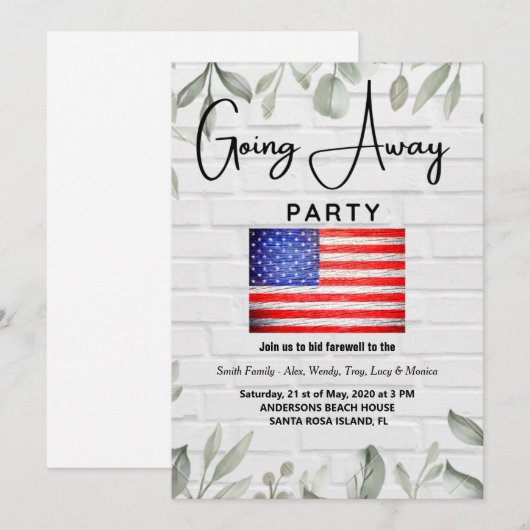 別れパーティーの招待状 招待状 (正面/裏面)
