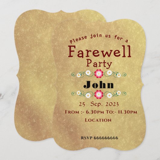 別れ 招待状 (正面/裏面)