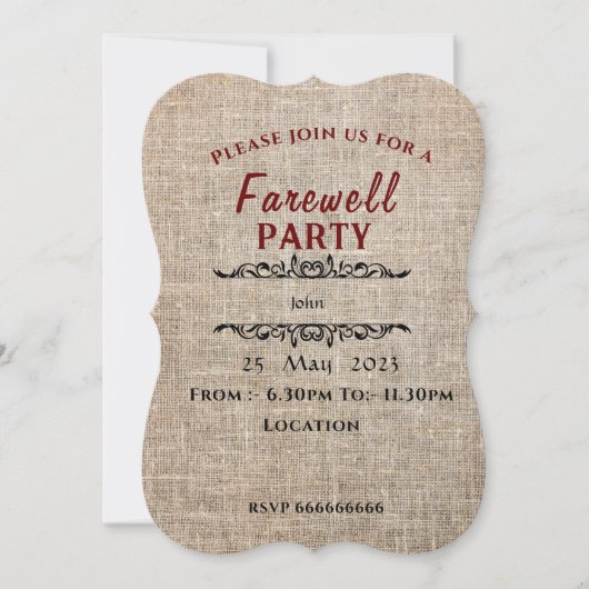 別れ 招待状 (正面)