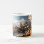 別世界の木、川、宮殿 コーヒーマグカップ (中央)