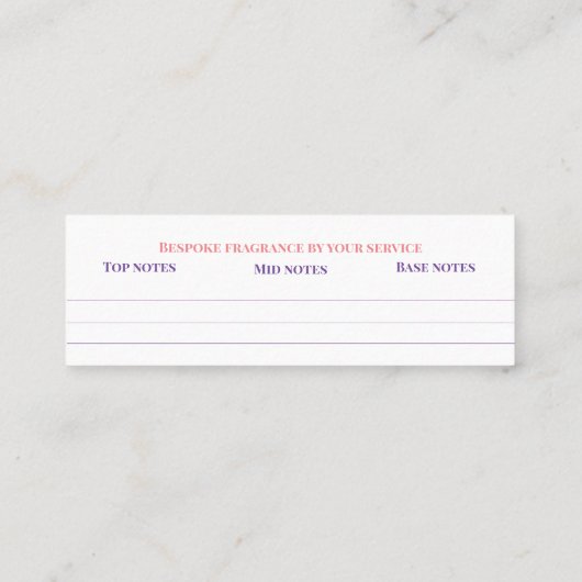 別売り香り個人的な香りスニフノートミックス スキニー名刺 (裏面)