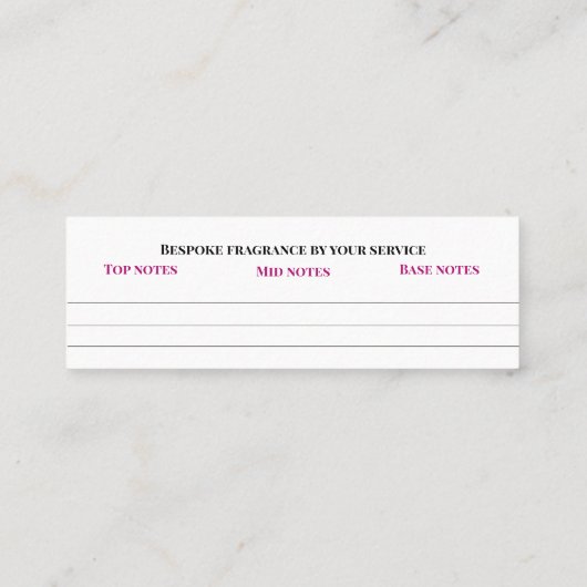 別売り香り個人的な香りスニフノートミックス スキニー名刺 (裏面)