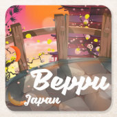 別府旅行日本のポスター スクエアペーパーコースター (正面)