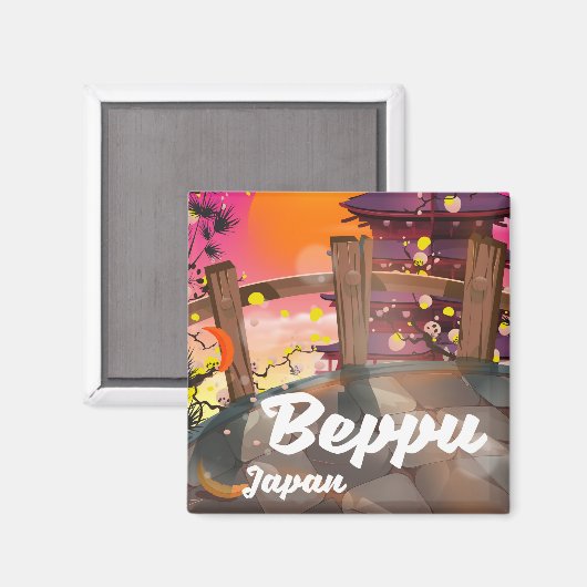 別府旅行日本のポスター マグネット (正面/裏面)