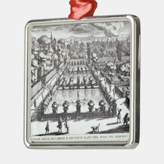 別荘のd'Este、「Le FontanからのTivoliの魚のいる池、 メタルオーナメント (左)