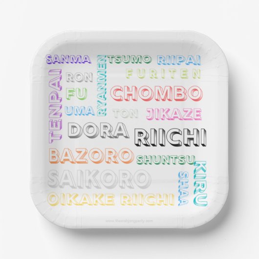 利市麻雀紙プレート- 1つのフォント、多くの色 ペーパープレート (正面)