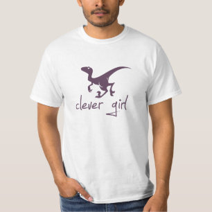利発な女の子の恐竜のヴェロキラプトル Tシャツ