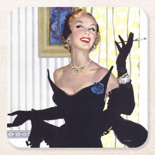 利発な女性は危ないです スクエアペーパーコースター (正面)