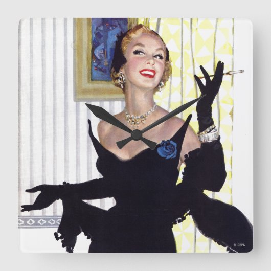 利発な女性は危ないです スクエア壁時計 (正面)