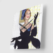 利発な女性は危ないです スクエア壁時計 (傾斜)