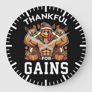 利益に感謝 – Thanksgiving おもしろい Gym ラージ壁時計