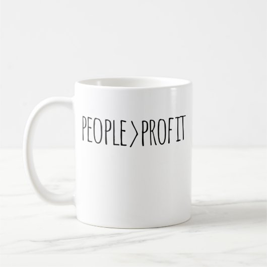 利益より人々を コーヒーマグカップ (左)