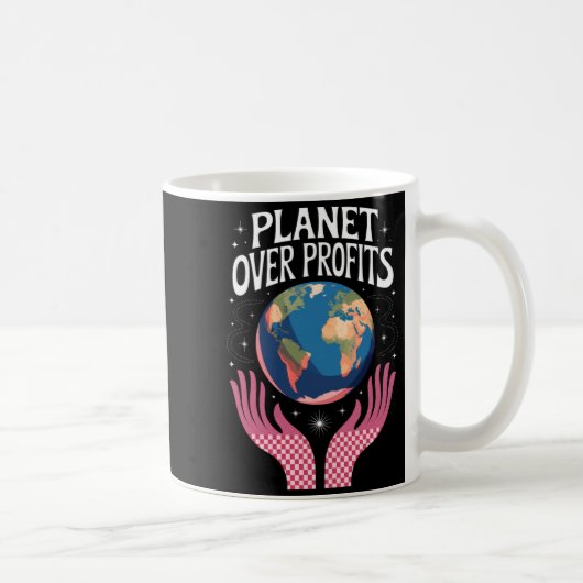 利益より地球 地球温暖化は現実 T コーヒーマグカップ (右)