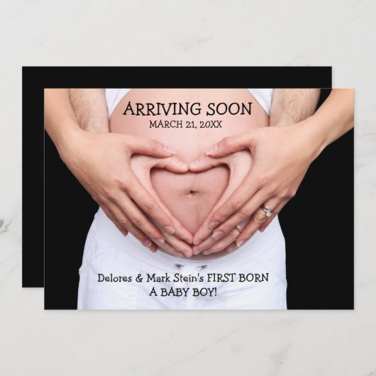 到着すぐ写真妊娠のお知らせ 案内状 (正面/裏面)