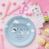 到着すぐ飛行機のベビーシャワー招待状 ペーパープレート (パーティー)