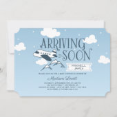 到着すぐ飛行機のベビーシャワー招待状 招待状 (正面)