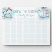 到着予想試合締め切り日ホエールボーイ赤ちゃんシャワー フォトプラーク (正面)