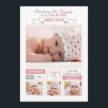 到着大切ピンク写真の誕生のお知らせ 案内状<br><div class="desc">トレンディーデザインは、あなたの小さな写真の4つの大切写真を特集。白い背景はピンクとグレーのアクセントとピンクの背景で生き生きとしている。このカードはカスタマイズ文言、フォント、フォント色と6種類の紙の選択と簡単である。あなたは何を探してるのか?当社のすべての製品はカスタム、追加料金なしでニーズを満たすように設計できる。askpixieprints.com連絡で簡単に製品を調整:</div>