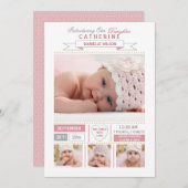 到着大切ピンク写真の誕生のお知らせ 案内状 (正面/裏面)