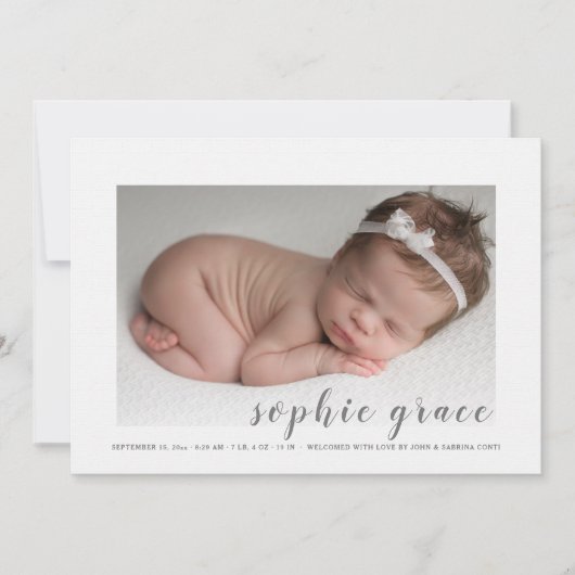 到着大切写真出産の告知 招待状 (正面)