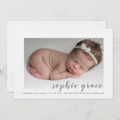 到着大切写真出産の告知 招待状 (正面/裏面)