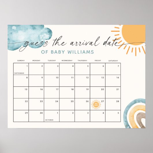 到着日カレンダーのサンシャインのテーマを推測 ポスター (正面)