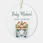 到着男の赤ちゃん妊娠の発表 セラミックオーナメント (左)