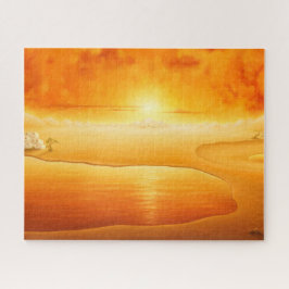 "到着"超現実的な夕日の砂漠絵画の ジグソーパズル