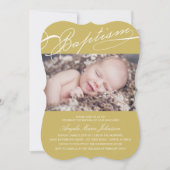 制作された 洗礼 ロザリオ 十字架 ゴールド 写真 宗教的 招待状 (正面)