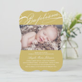 制作された 洗礼 ロザリオ 十字架 ゴールド 写真 宗教的 招待状 (スタンド正面)