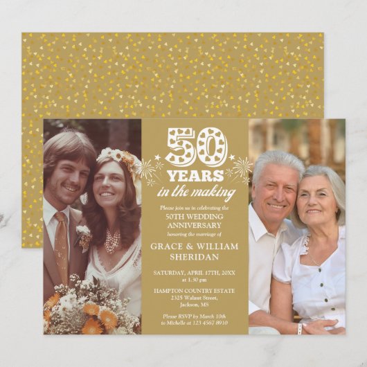 制作中 50周年記念 2枚の写真 招待状 (正面/裏面)