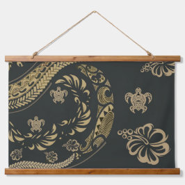 制御ハワイアンタパアイコン 吊り下げ型タペストリー