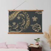 制御ハワイアンタパアイコン 吊り下げ型タペストリー (寝室)