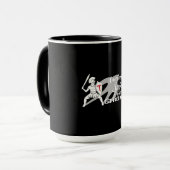制御不能な精神は強くなる - ブラックコーヒーマグ マグカップ (正面左)