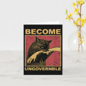 制御不能になれ - 手をかむ黒猫 面白い カード (黄色い花)