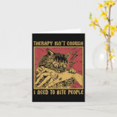 制御不能になれ - 手を噛む黒猫面白い カード (黄色い花)