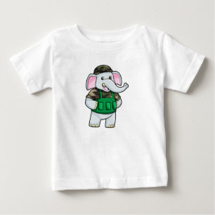 制服とヘルメットを着た兵士としての象 ベビーTシャツ