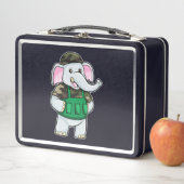 制服とヘルメットを着た兵士としての象 メタルランチボックス (インサイチュ)