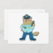 制服とマイクをつけた警察官のトムキャット ポストカード (正面/裏面)